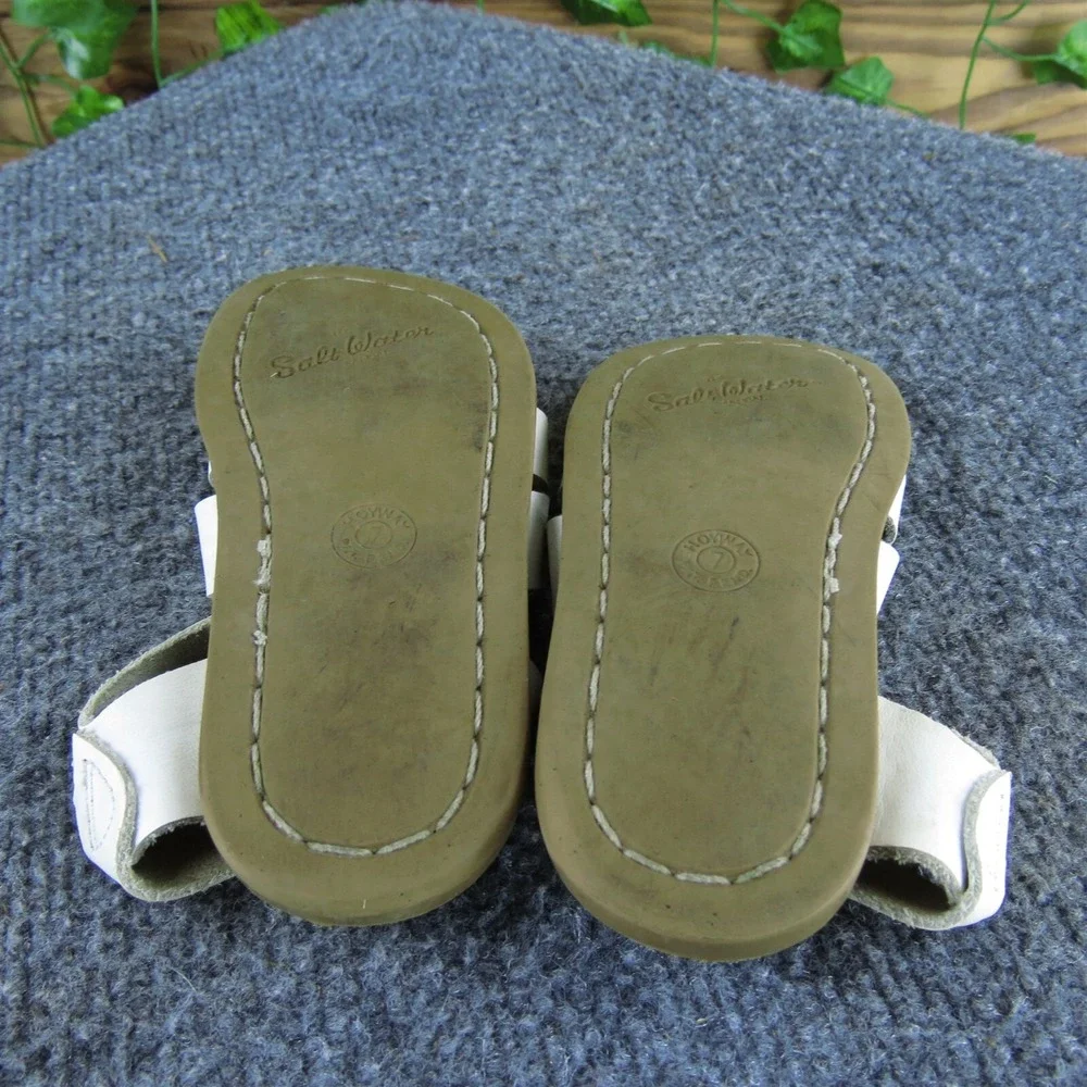 Salt Water Girls Ankle Strap  Sz T‎ 7 Medium White Leather Buckle